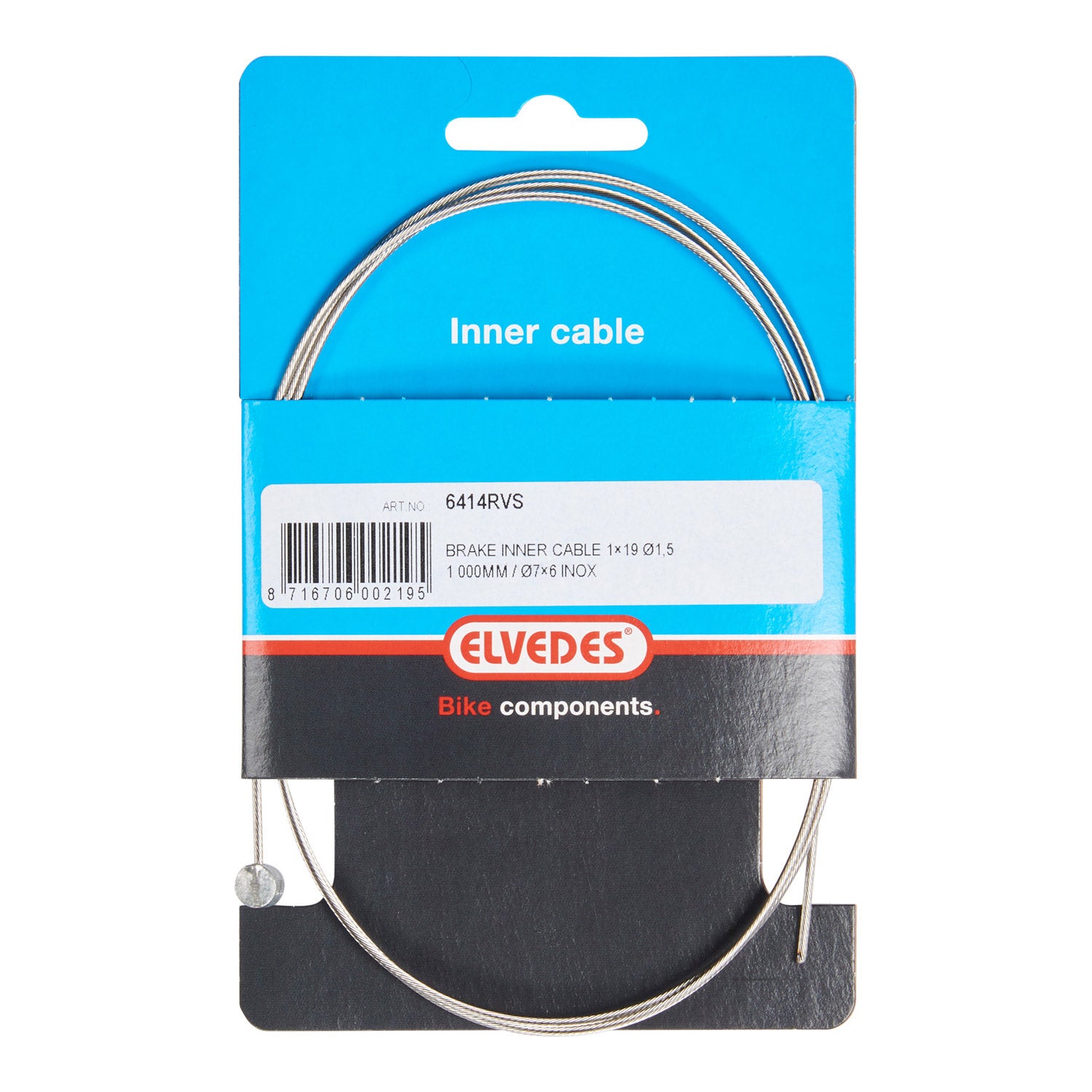 Elvedes rem binnenkabel 1000mm RVS T-nippel 6414RVS