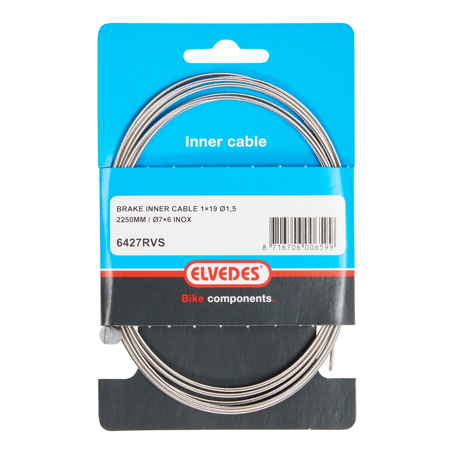 Elvedes rem binnenkabel 2250mm RVS T-nippel