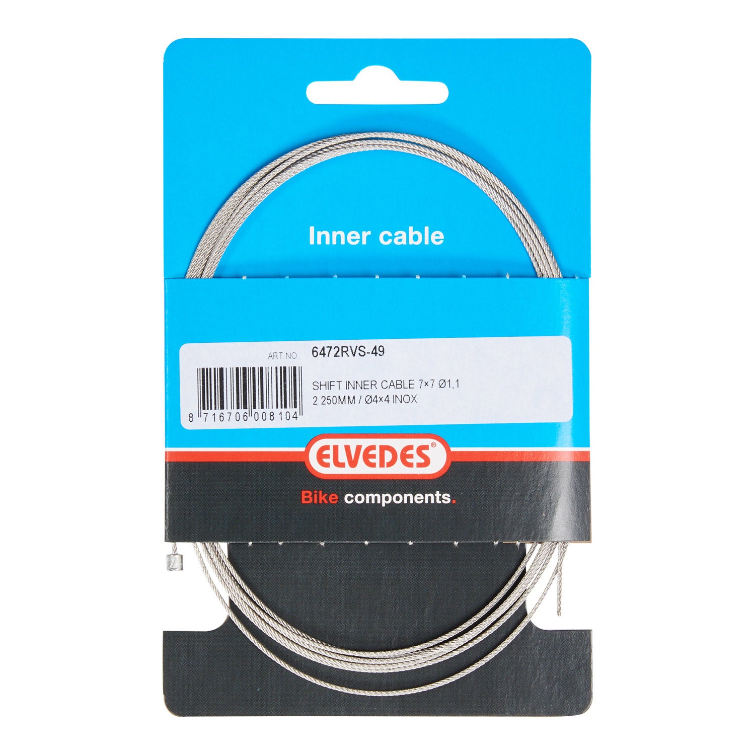 Elvedes schakel binnenk 2250mm RVS N-nippel 6472RVS-49