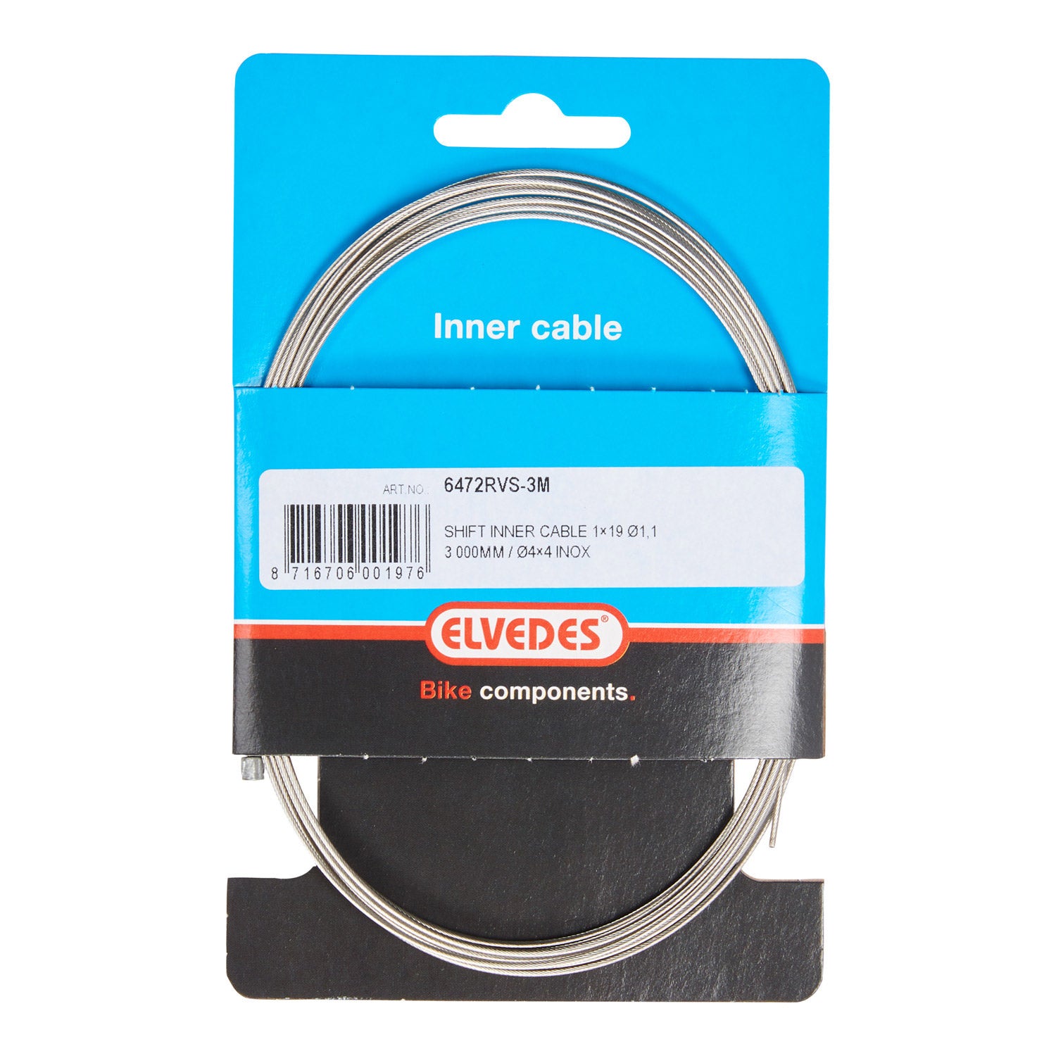 Elvedes schakel binnenk 3000mm RVS N-nippel 6472RVS-3M