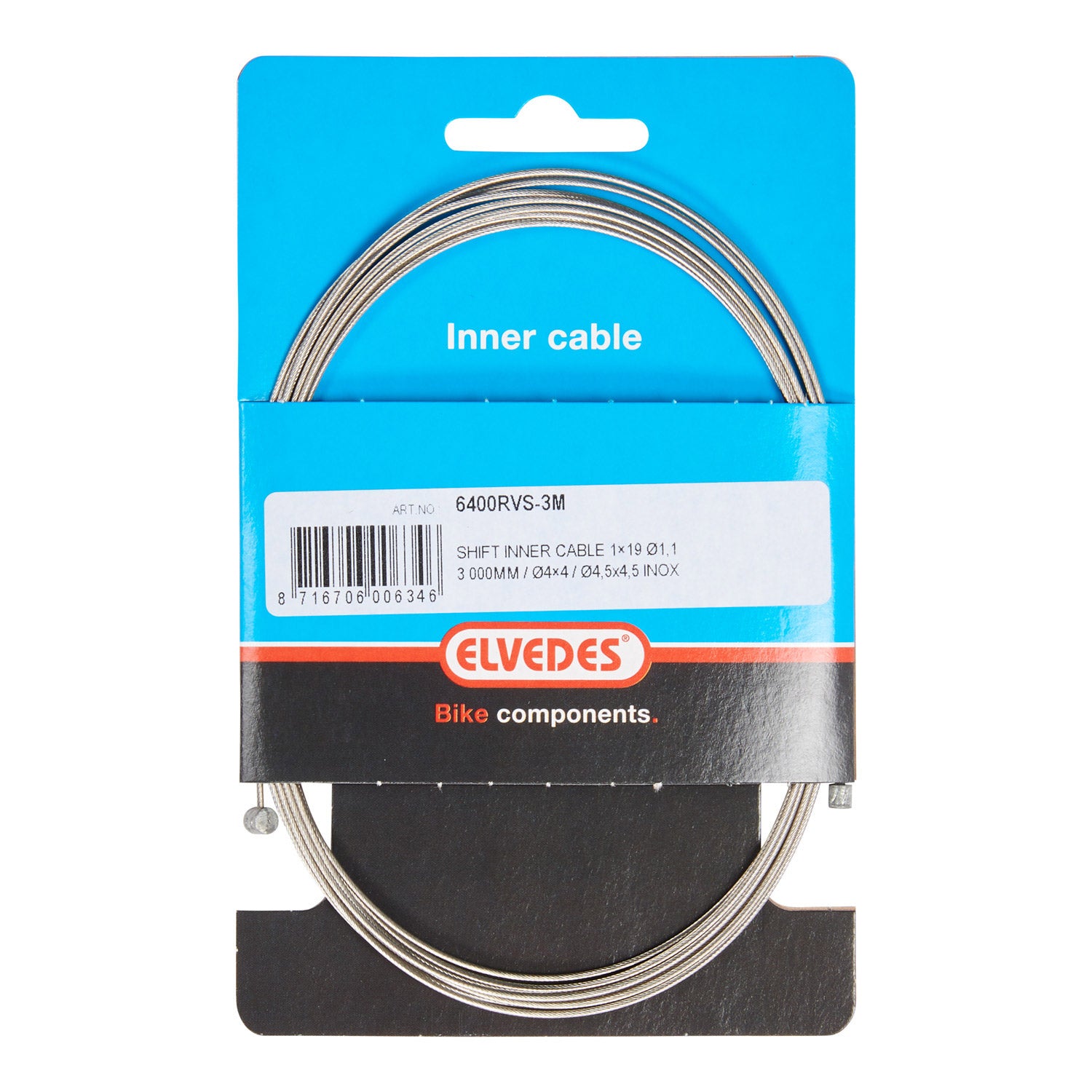 Elvedes schakel binnenk 3000mm RVS N+T nippel 6400RVS-3M