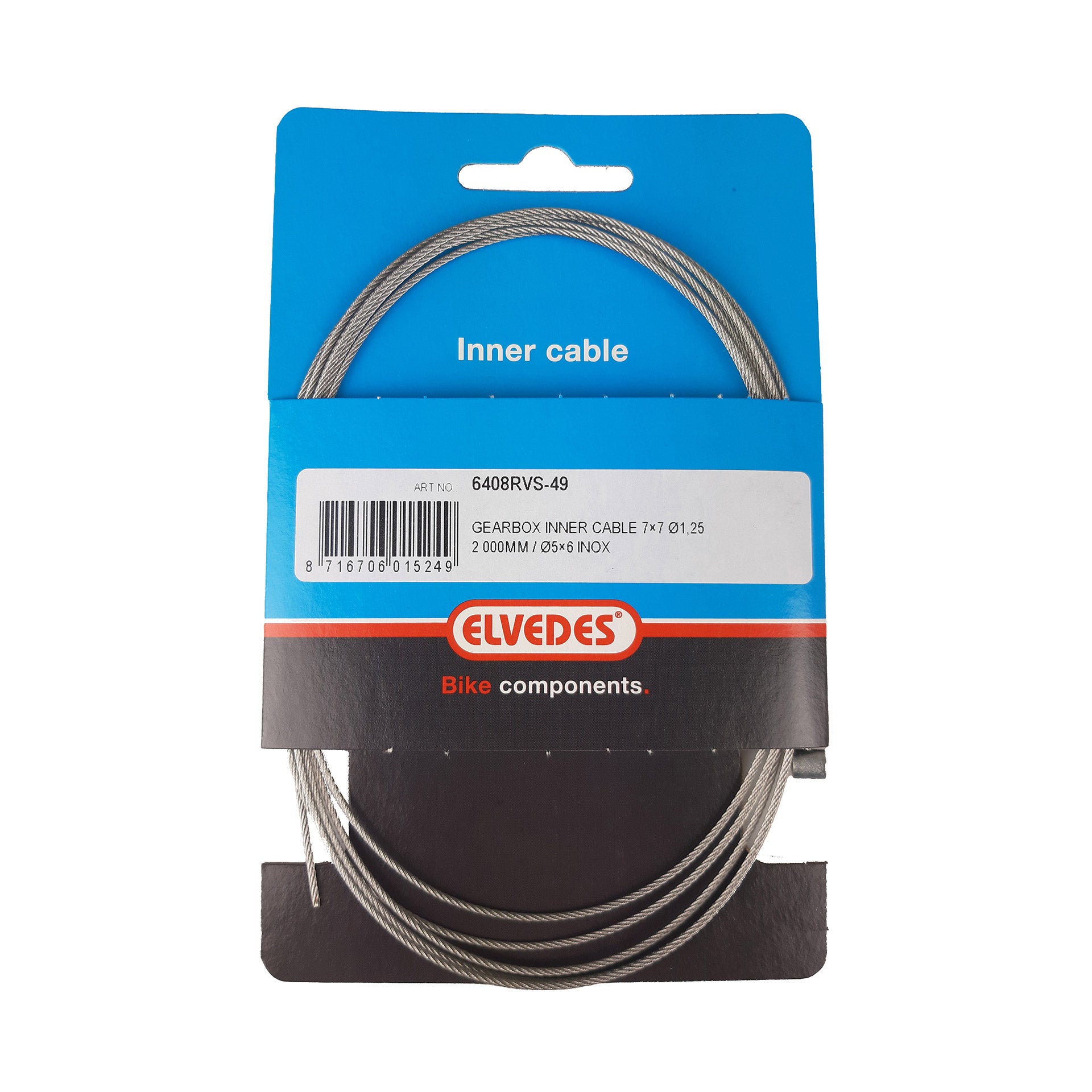 Elvedes binnenkabel RVS 7x7 2000mm 1,25mm