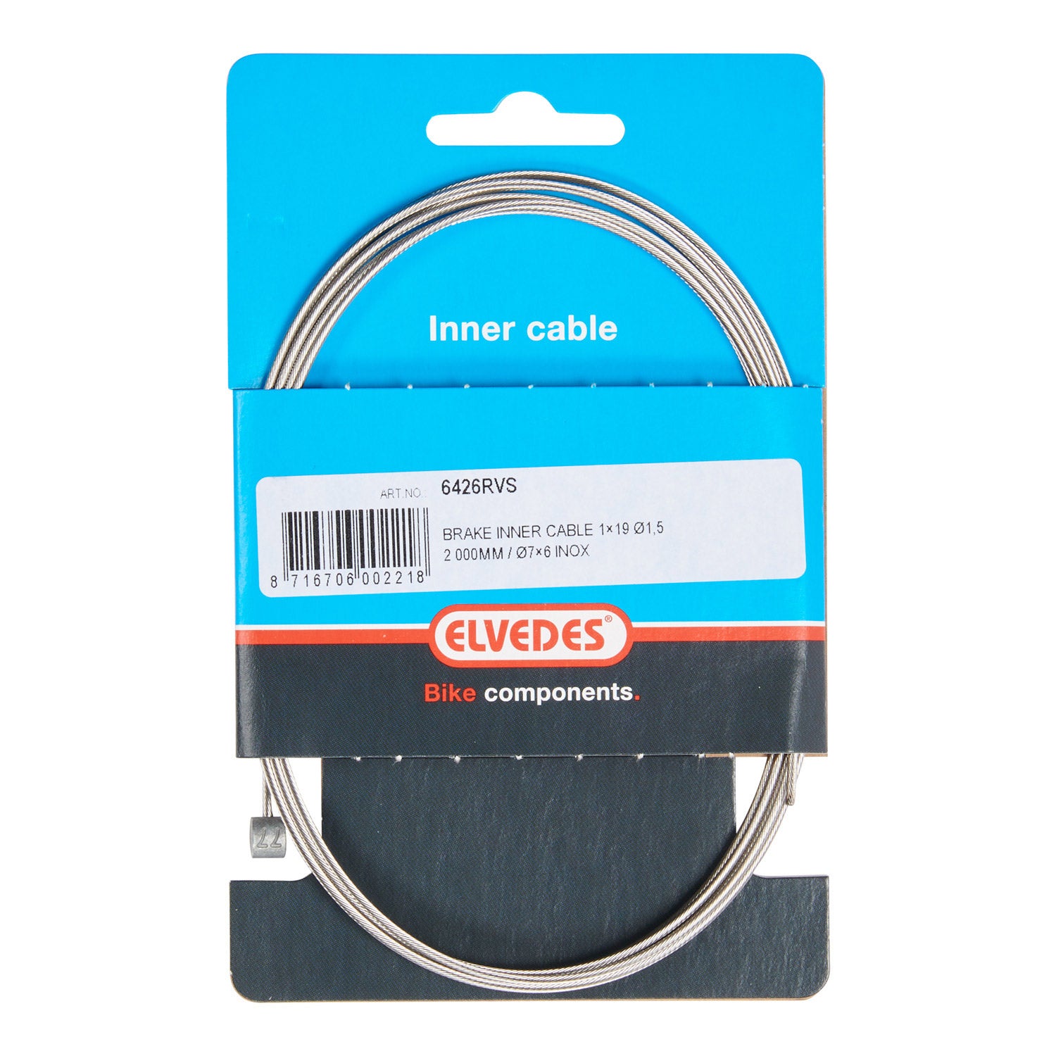 Elvedes rem binnenkabel 2000mm T-nippel RVS (per stuk)