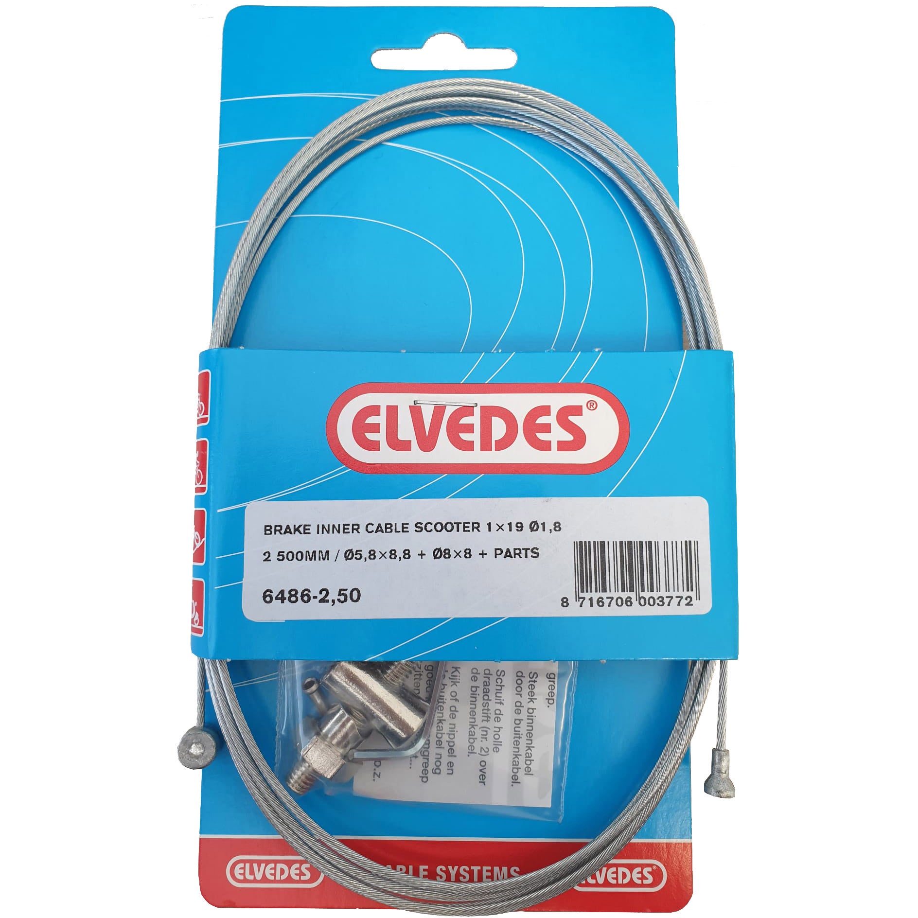 Elvedes rem binnenkabel cmpl. scooter 2500mm 6486-2.50