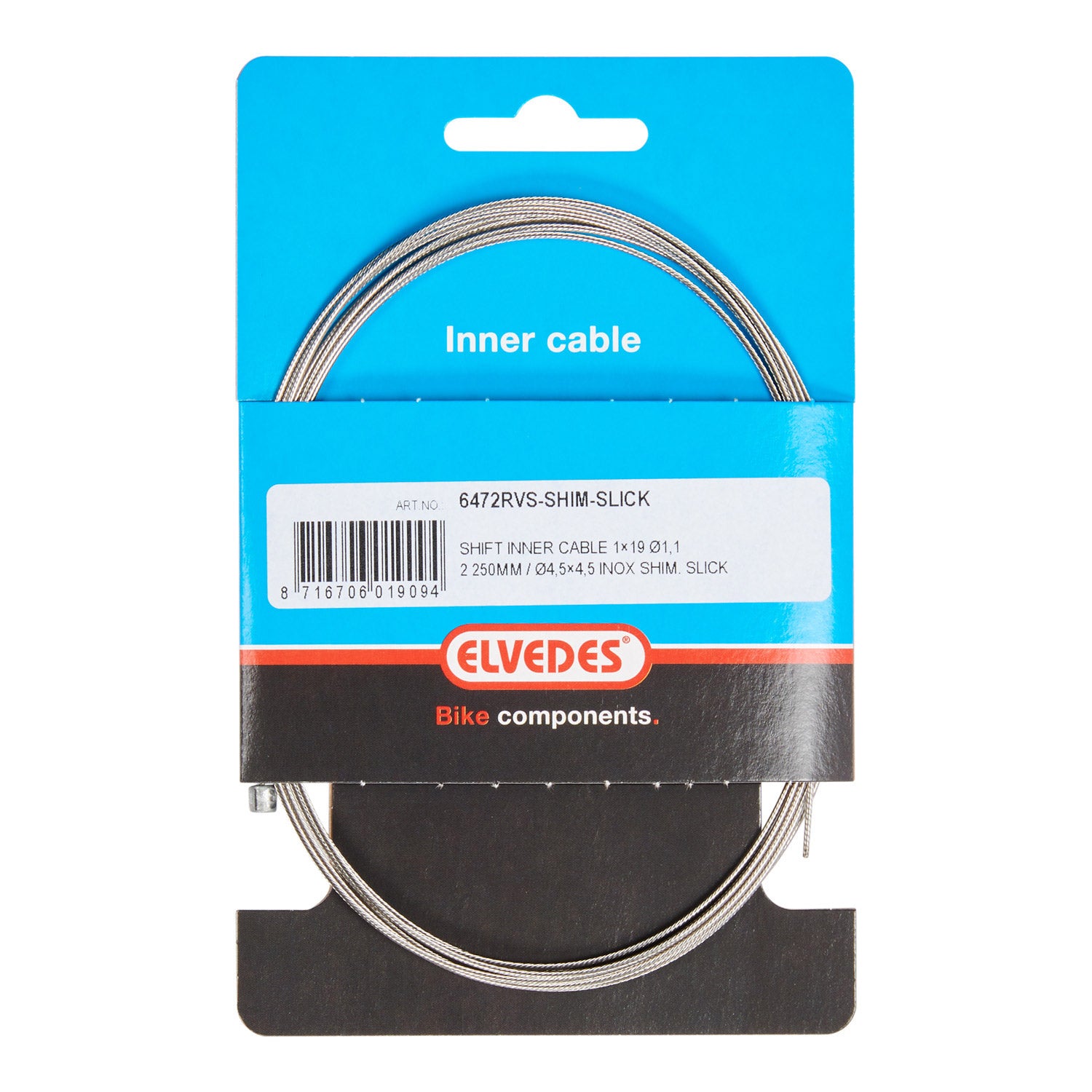 Elvedes schakel binnenk 2250mm RVS N-nip. 6472RVS-SHIM-SLICK