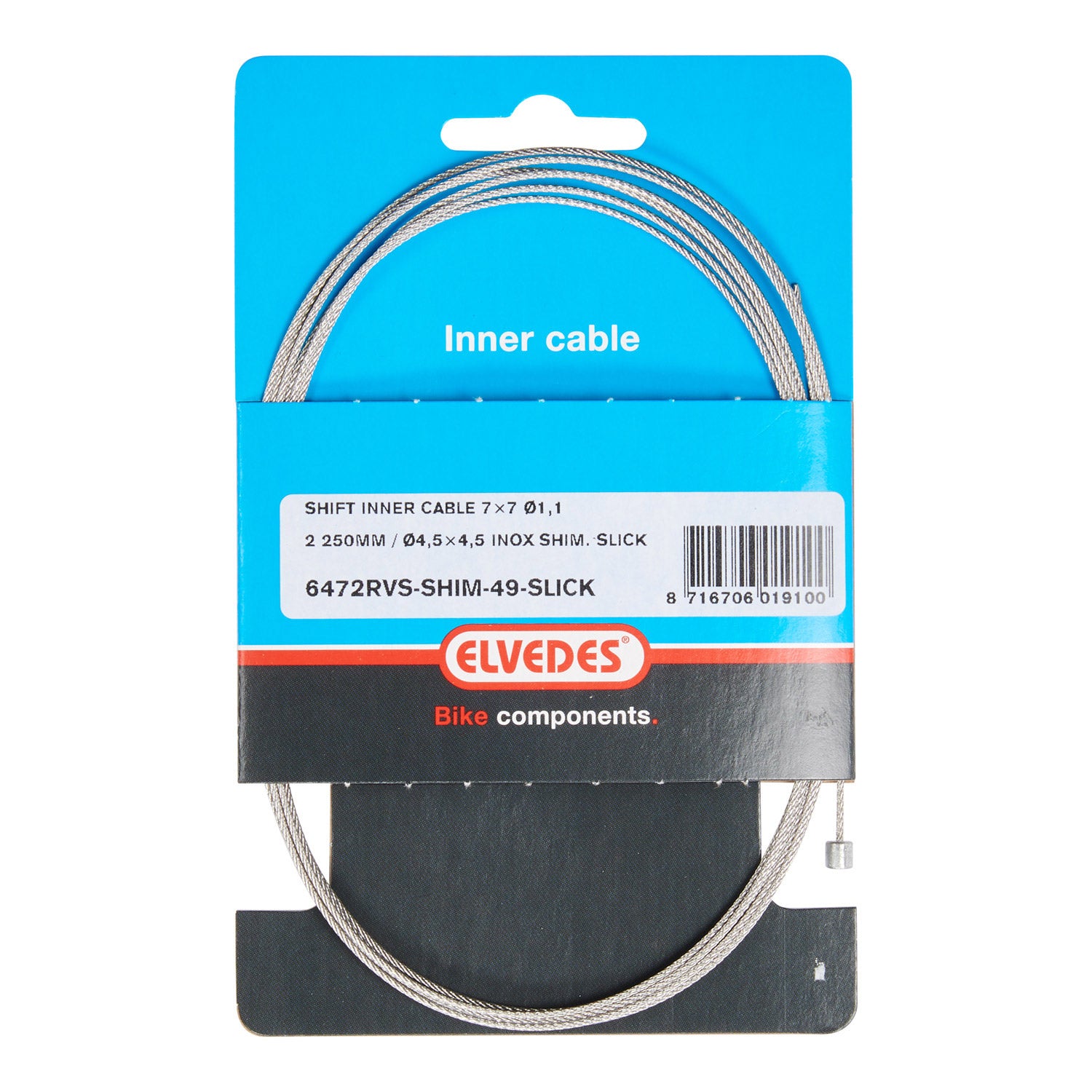 Elvedes schakel binnenk 2250mm RVS N-nip. 6472RVS-SHIM-49-SL