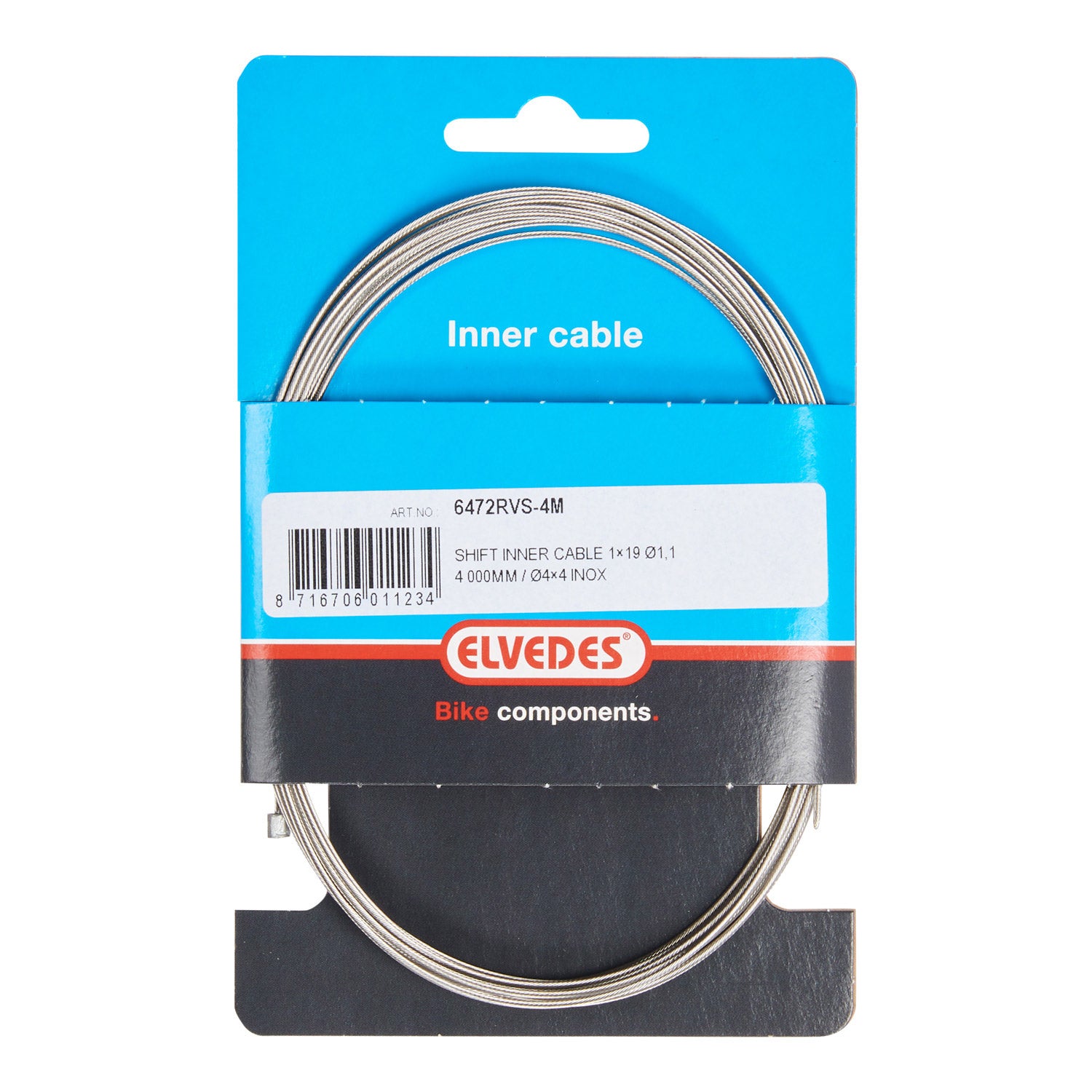 Elvedes schakel binnenk 4000mm RVS N-nippel 6472RVS-4M