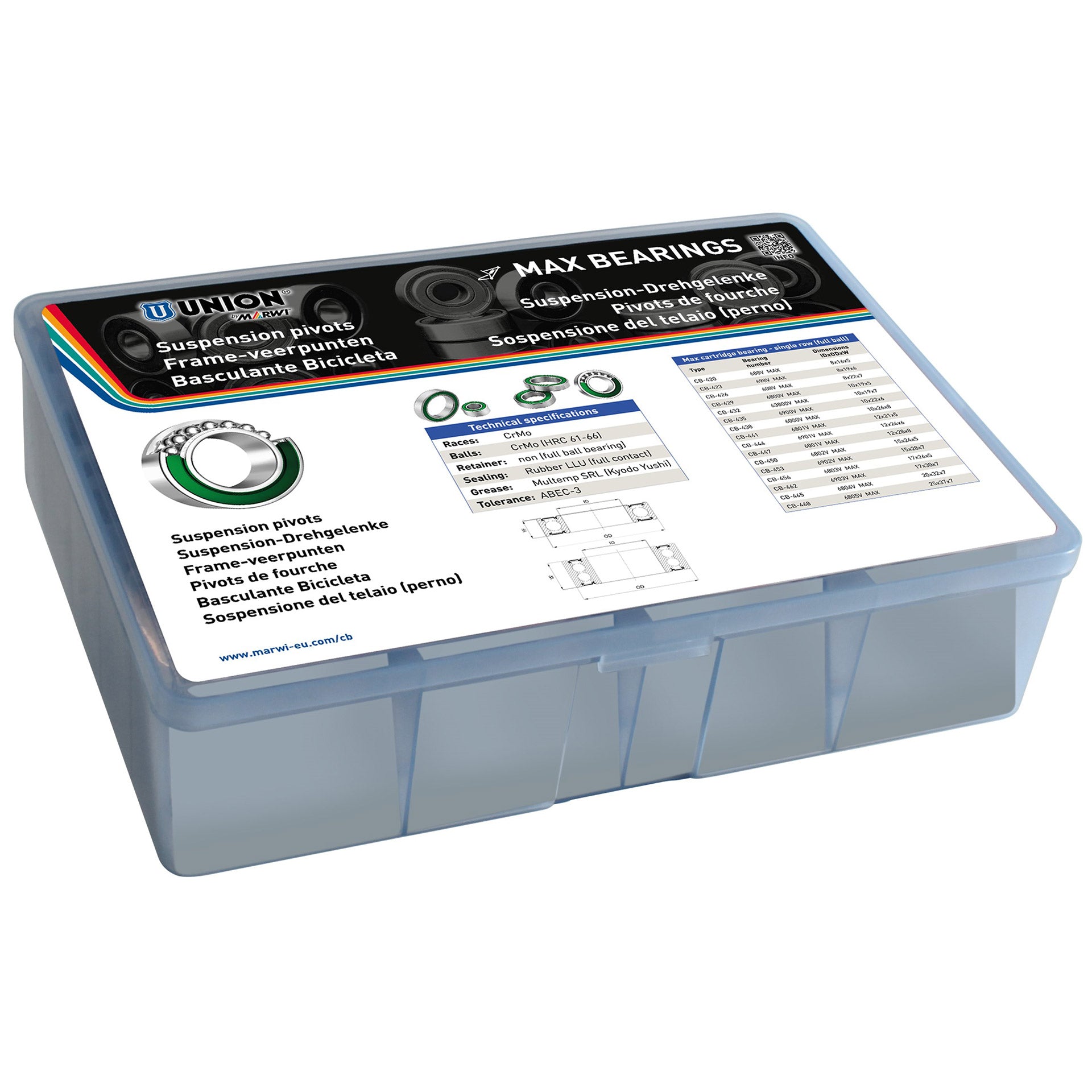 Union assortimentsdoos kogellagers suspension pivot