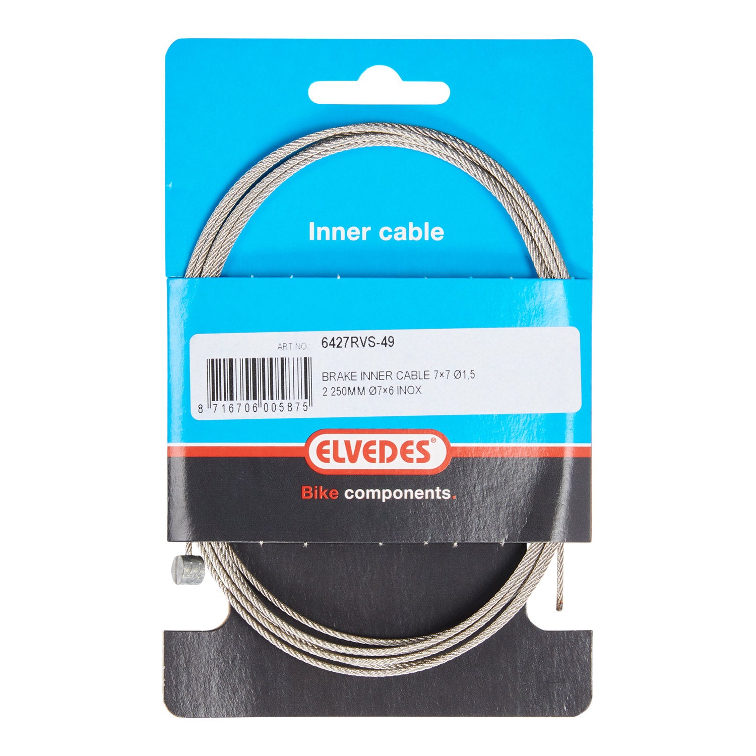 Elvedes rem binnenkabel 2250mm T-nippel 6427RVS-49