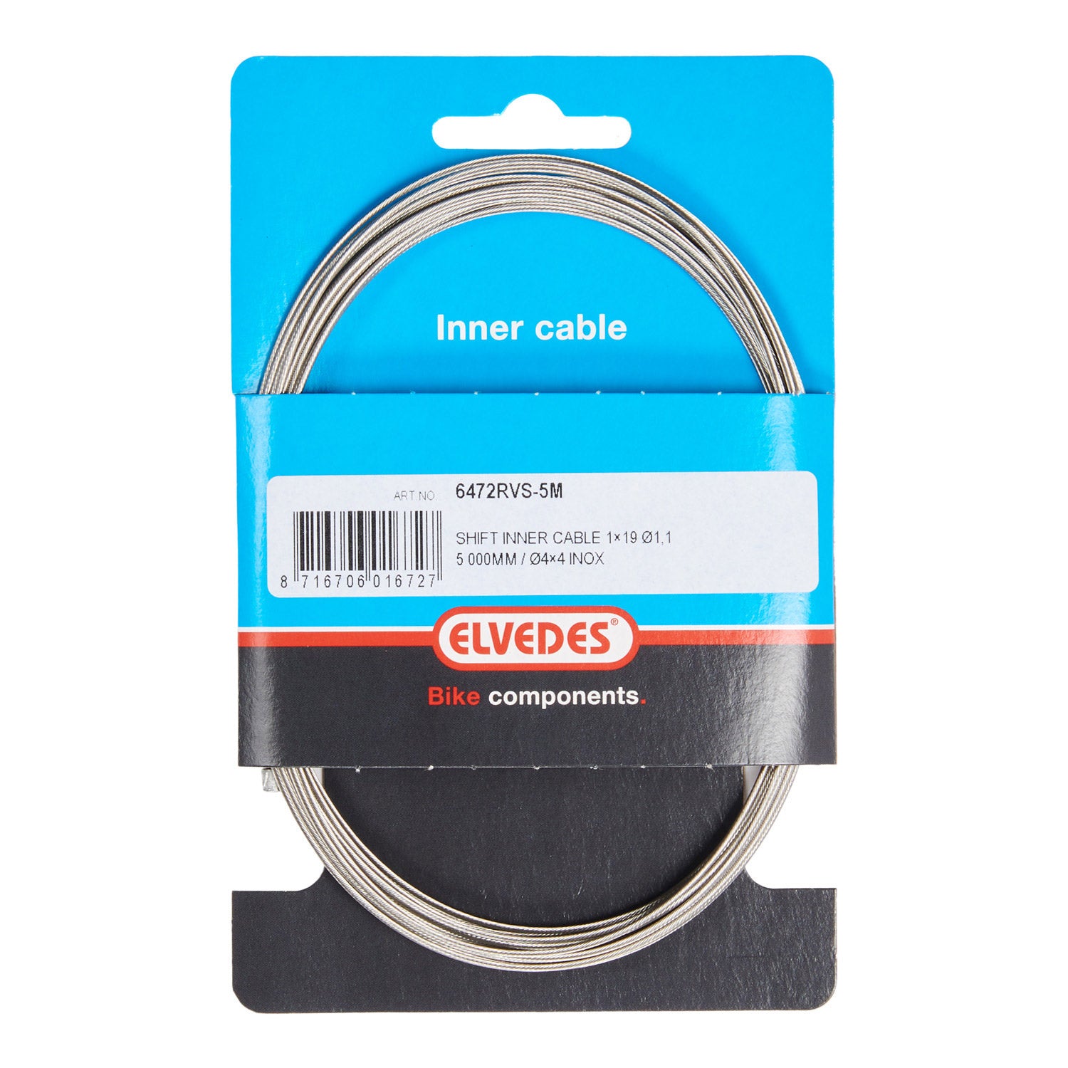 Elvedes schakel binnenk 5000mm RVS N-nippel 6472RVS-5M