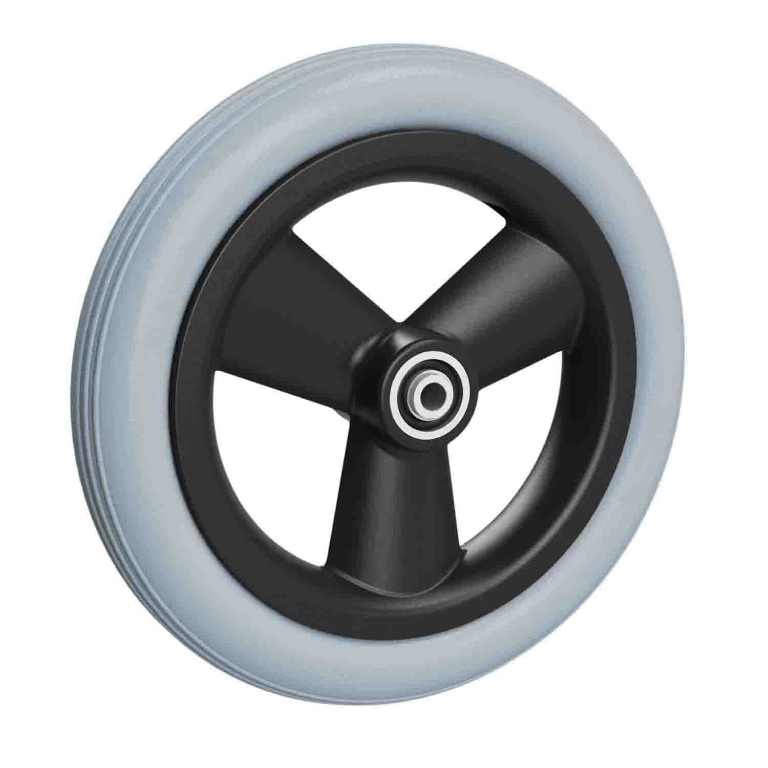 Rolko wiel 200x30mm (8x1 1/4) PU band R-403 grijs velg 3-SP