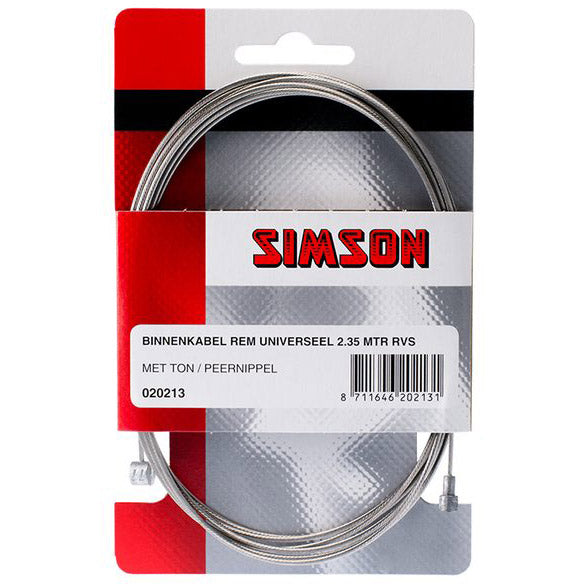 Simson rem binnenkabel universeel op kaart 2,35m RVS