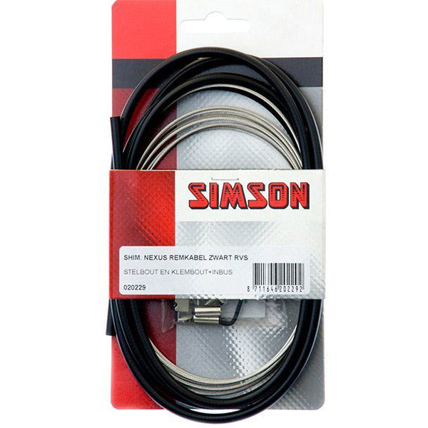 Simson remkabelset compleet rollerbrake rvs zwart op kaart