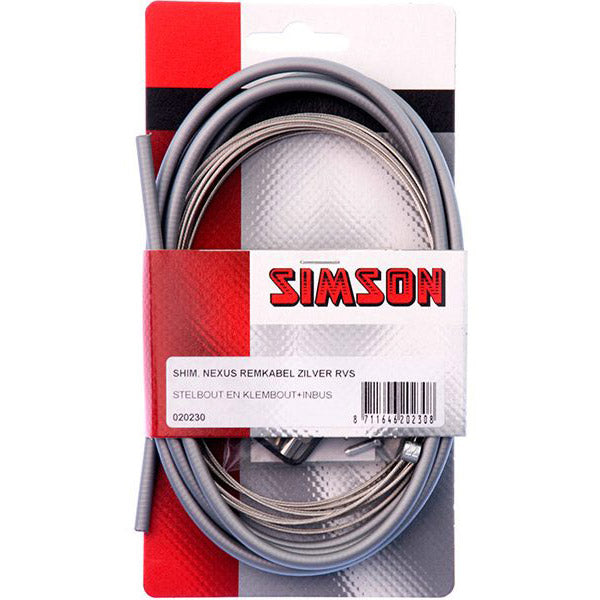 Simson remkabelset compleet rollerbrake rvs grijs op kaart