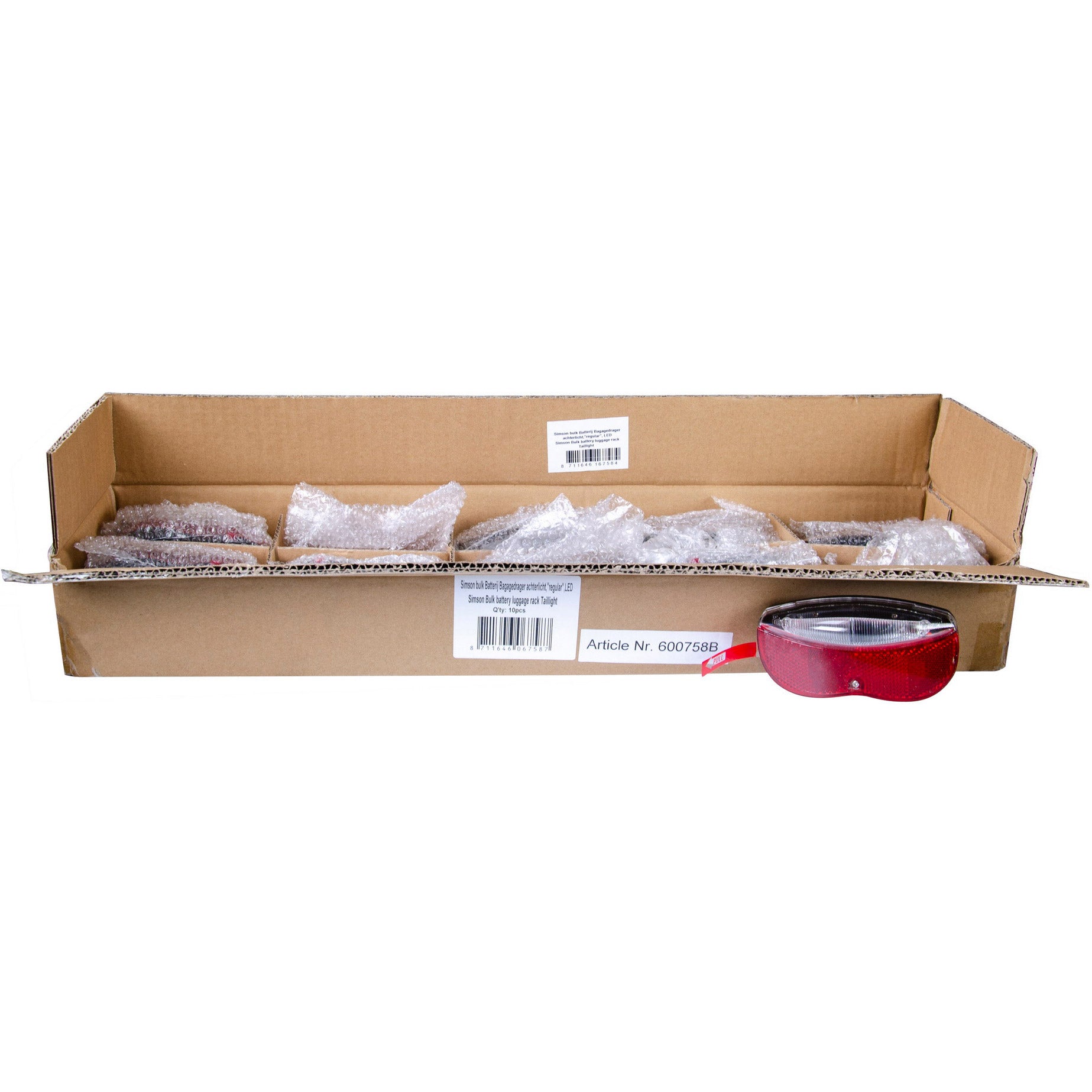 Simson achterlicht bagagedrager inc. batt. (10st)