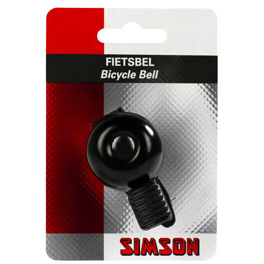 Simson fietsbel Mini 32mm zwrt flexband bevestiging op kaart