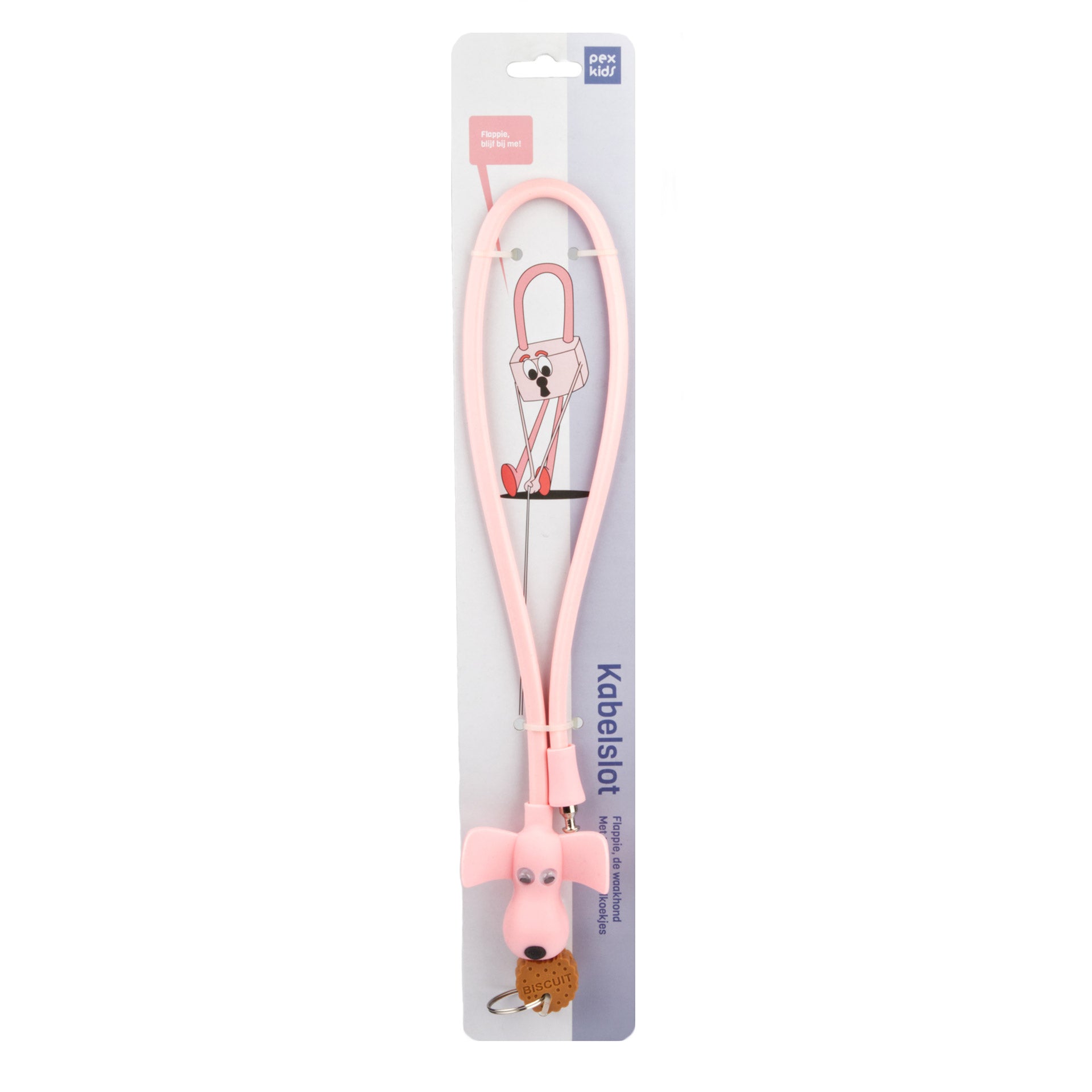 PexKids kabelslot Flappie siliconen ø1x58cm roze