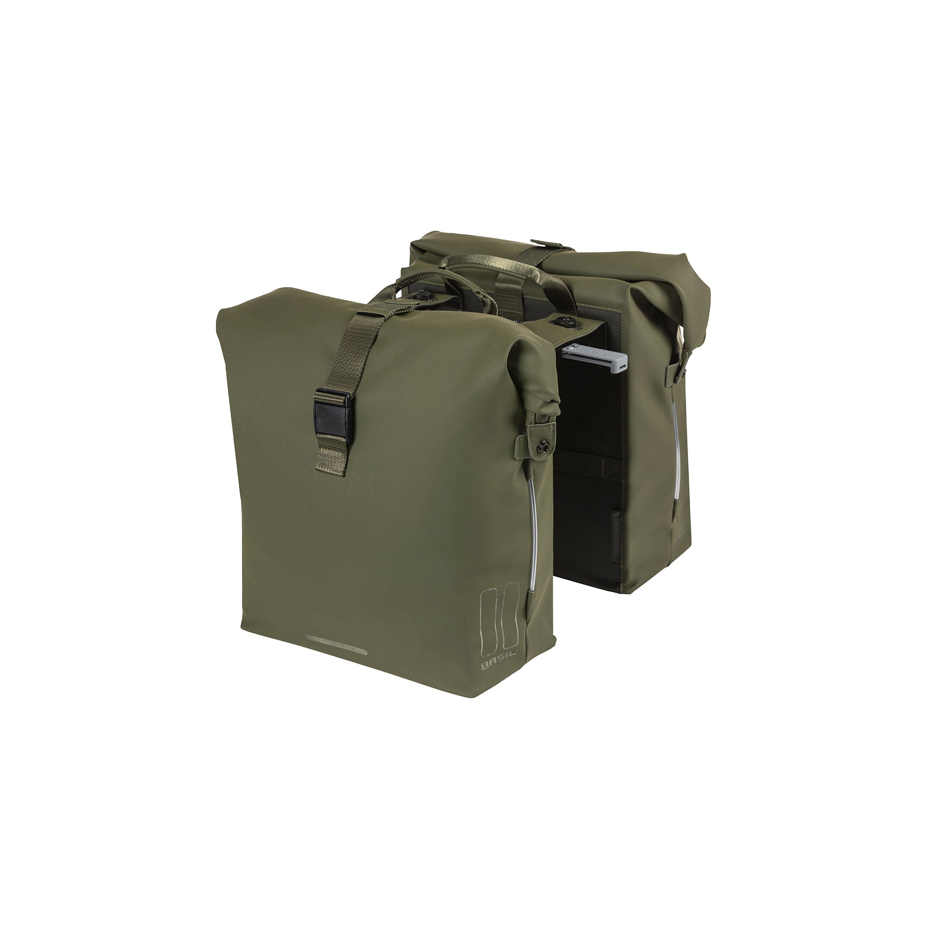 Basil dubbele tas SoHo MIK Nordlicht 41l mosgroen