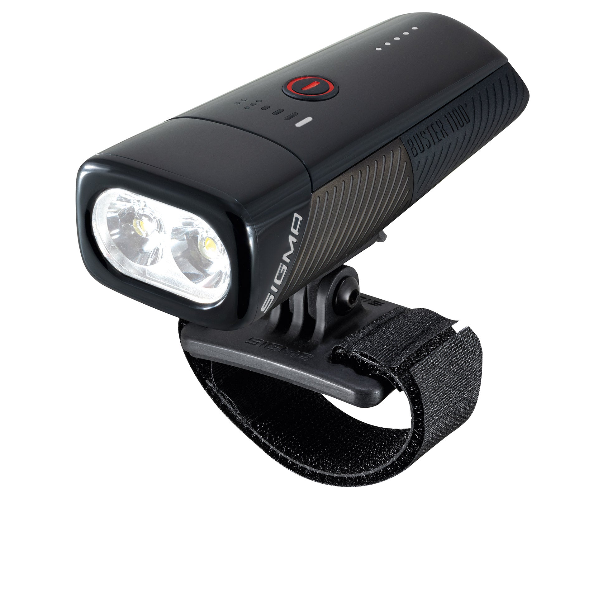 Sigma koplamp Buster 1100 LED helmhouder -Li-ion accu USB