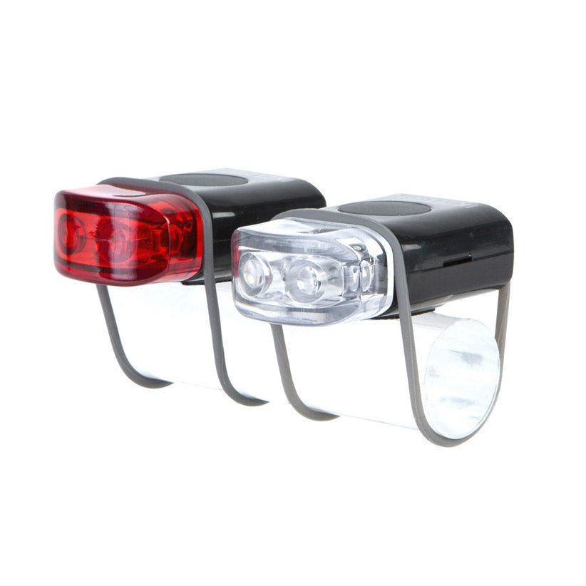 IKZI-Light LED set voor+achter elastiek bev."Stripties" zwart