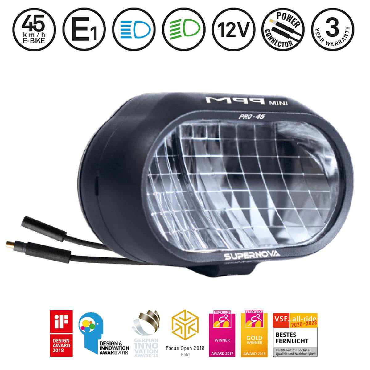 Supernova M99 Mini Pro 45 Koplamp voor e-bike, E1