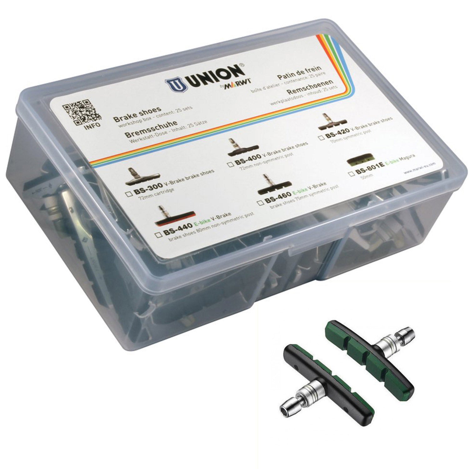 Union velgremblokken BS-460 V-brake 75mm (25pr)