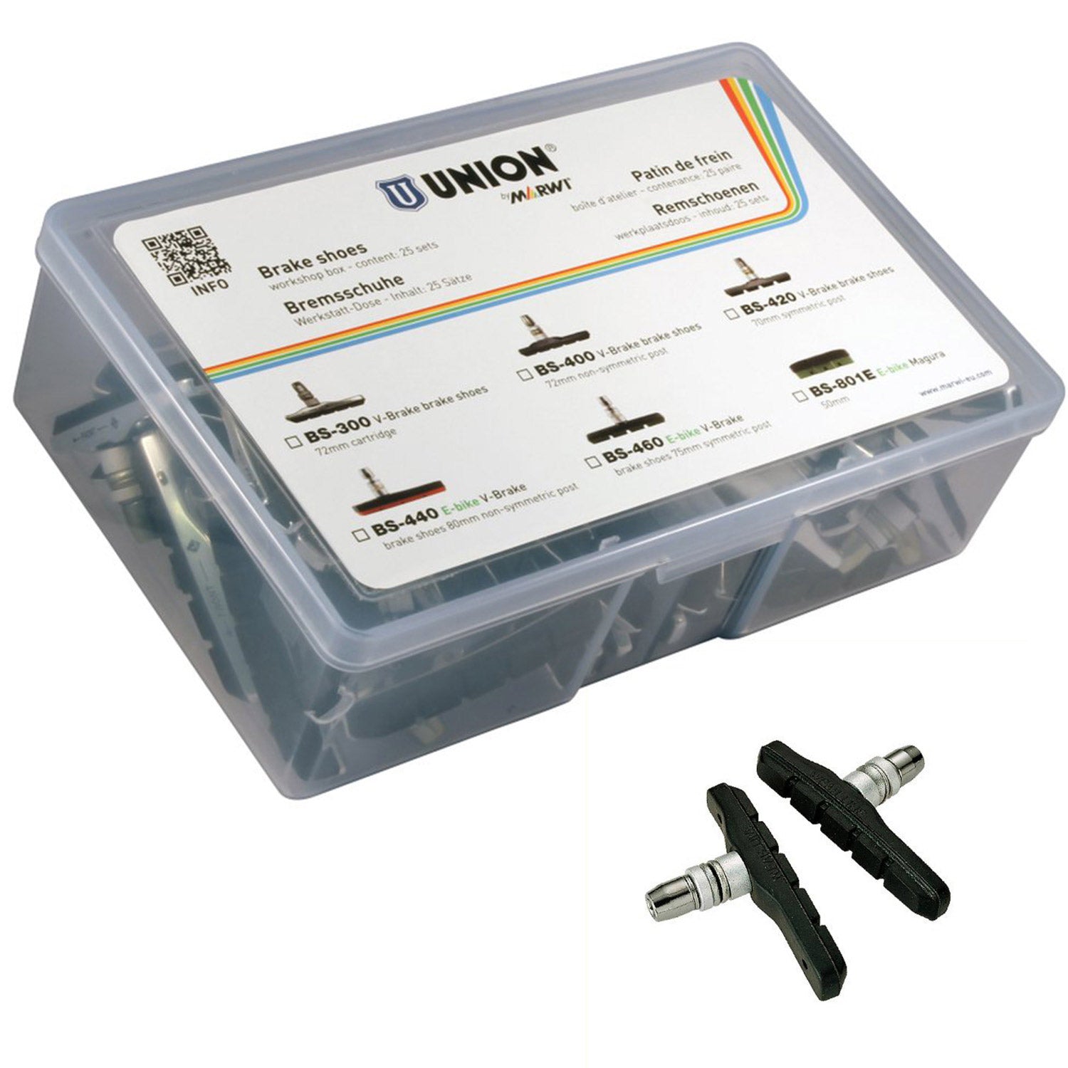 Union velgremblokken BS-400 V-brake 27mm (25pr)