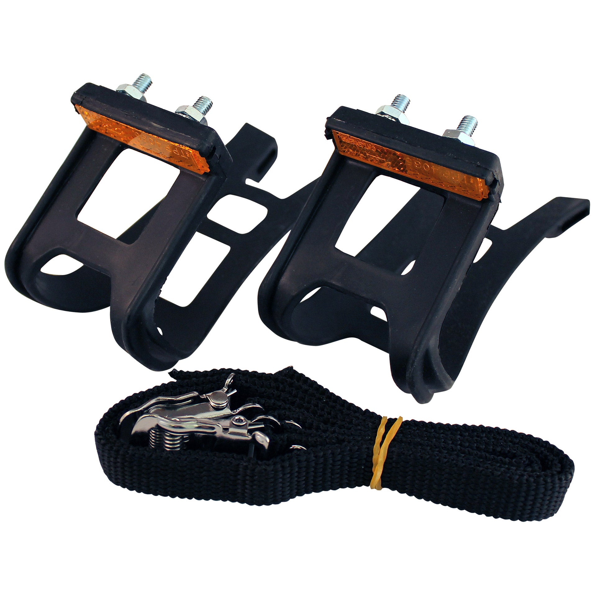 Union toe-clips MT-11 met riemen en reflectoren