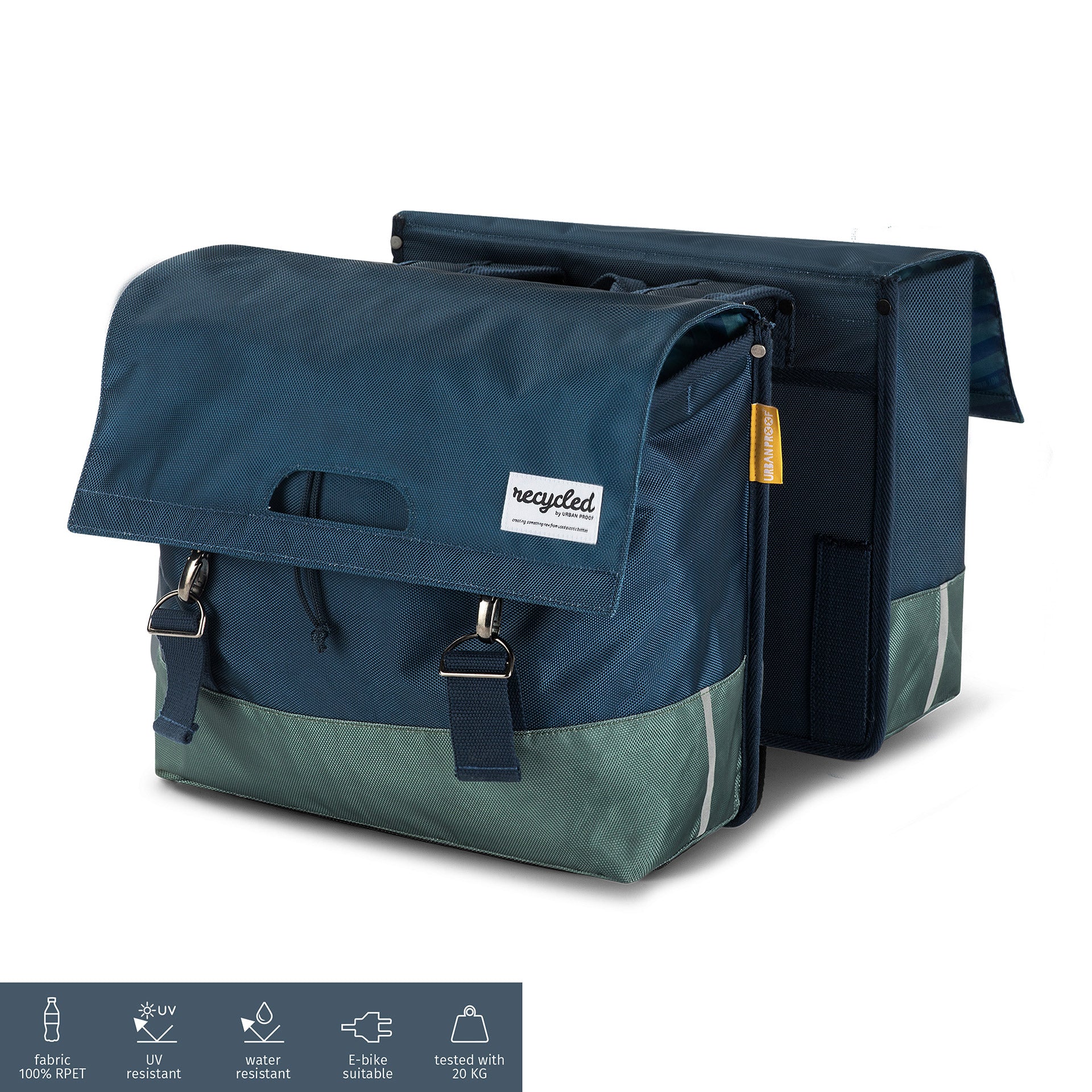 UrbanProof dubbele fietstas RPET 40l blauw-groen