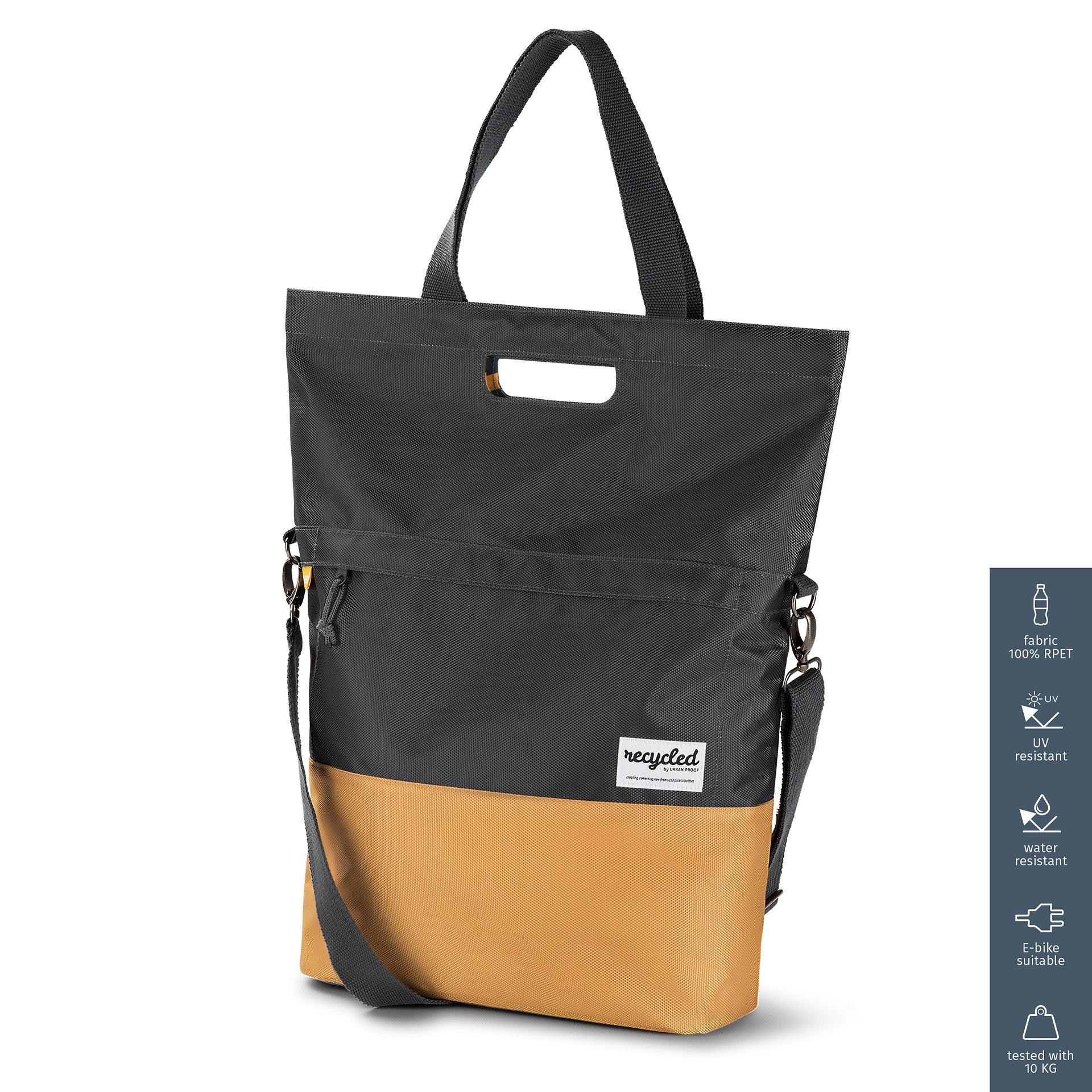 UrbanProof shoppertas RPET 20l grijs/geel
