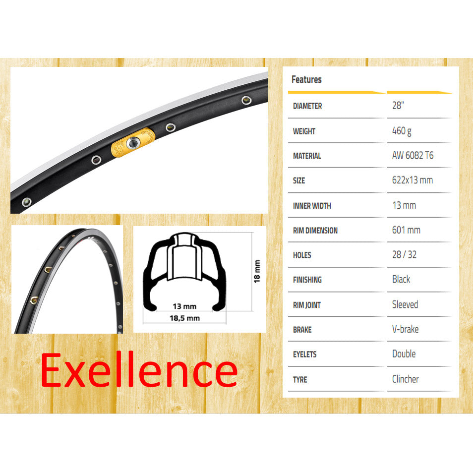 Ambrosio velg 28" 36g Excellence zwart