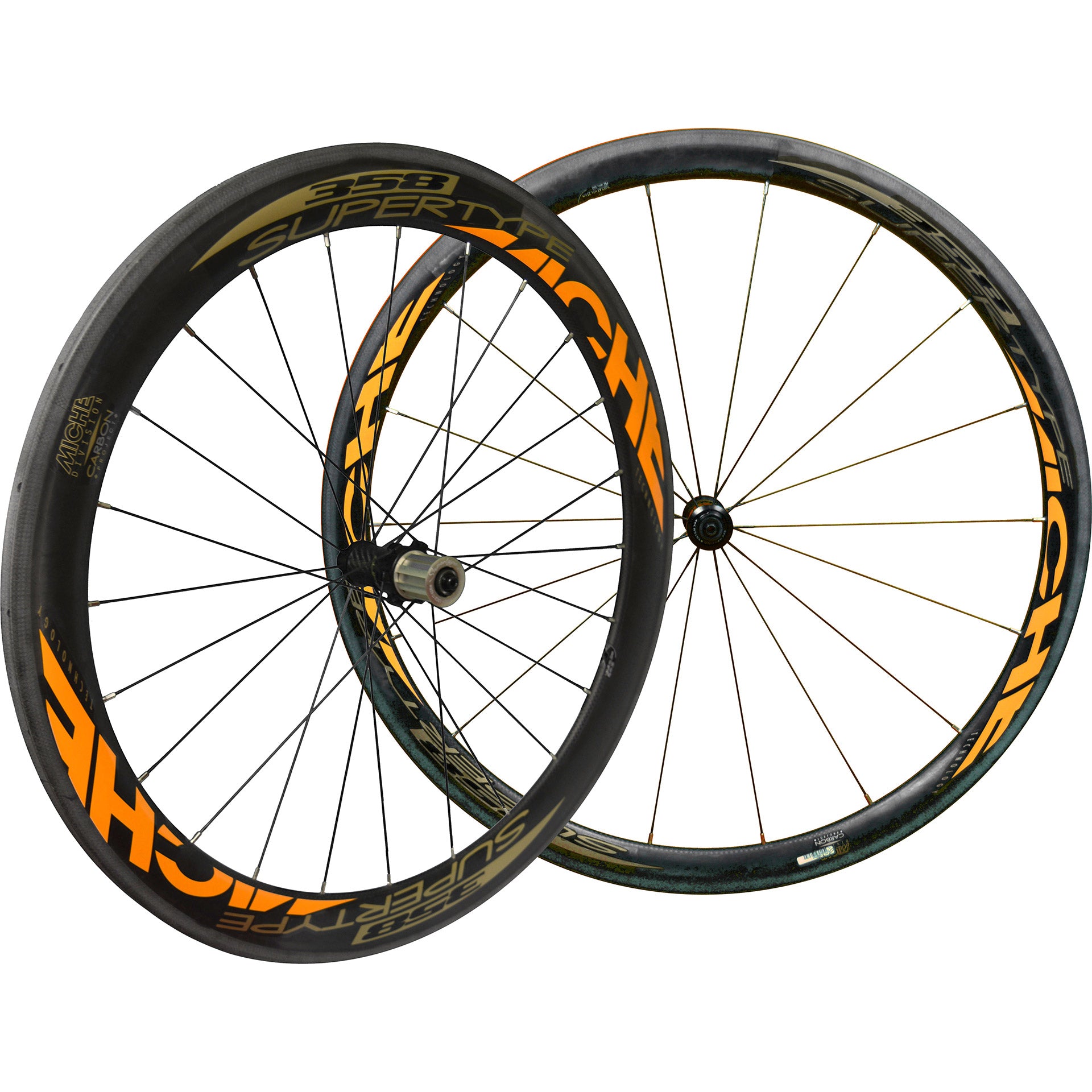 Miche wielset Supertype 358 Shim.Full Carbon(tube) zw/goud