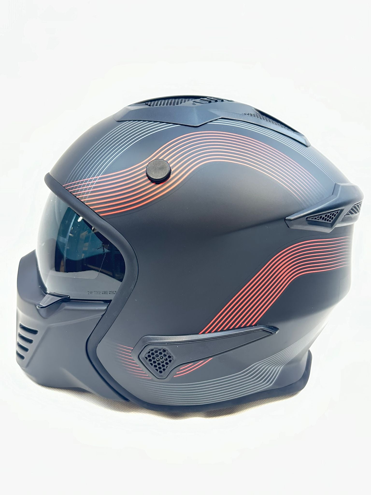Vito Bruzano Jethelm - Motorhelm - Mat Zwart + Rood