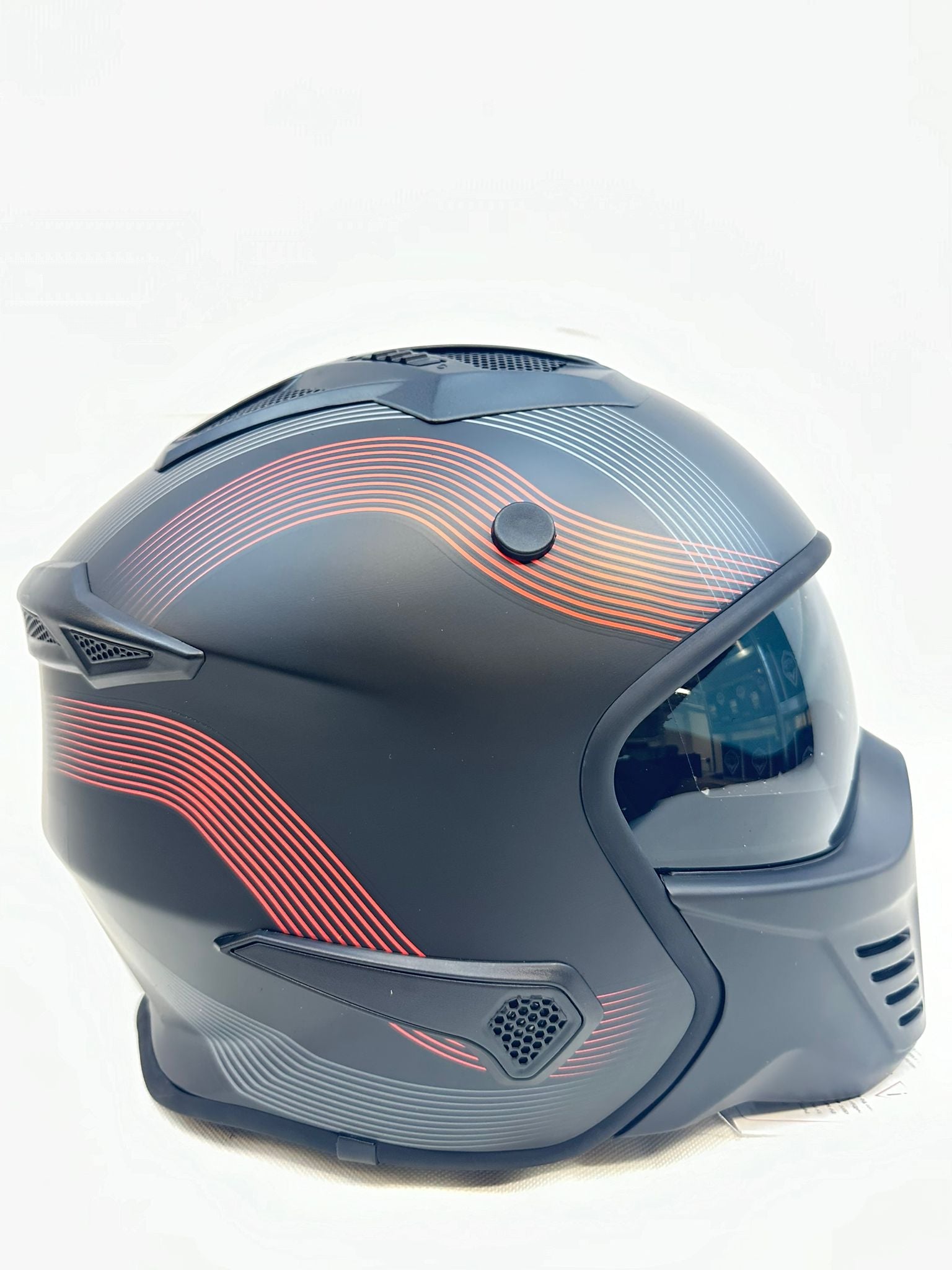 Vito Bruzano Jethelm - Motorhelm - Mat Zwart + Rood