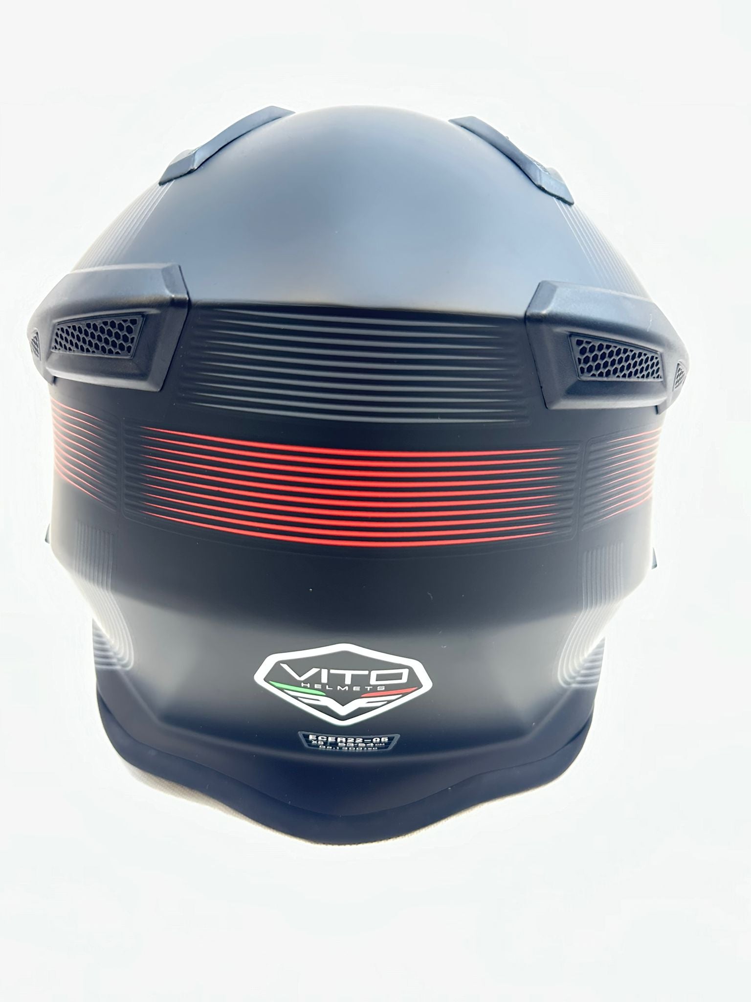 Vito Bruzano Jethelm - Motorhelm - Mat Zwart + Rood