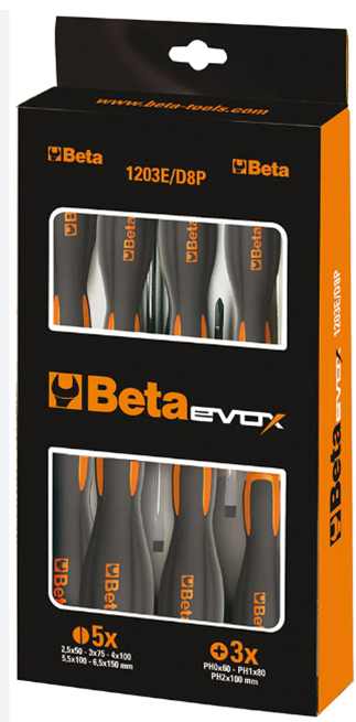Schroevendraaierset Beta Tools Evox 1203E/D8P - 8 delig