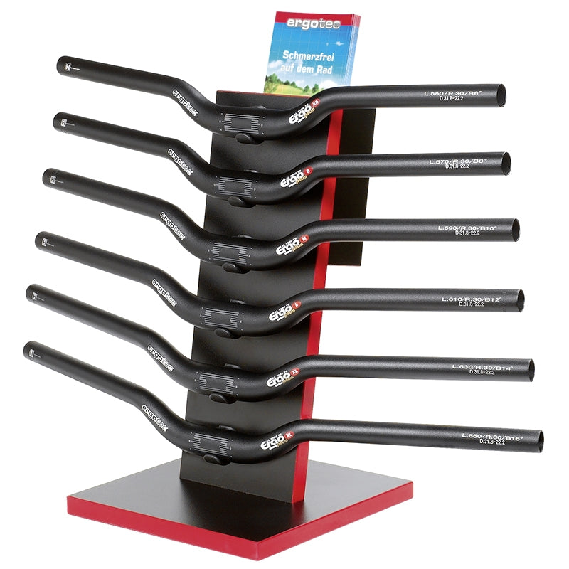 Houten presentatiedisplay Ergotec voor 6 sturen Ø 25,4 mm