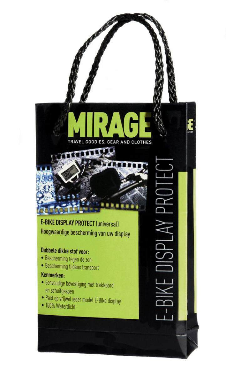 Beschermhoes voor stuurdisplay E-bike Mirage - trekkoord met gespen max.11x 8 cm - zwart