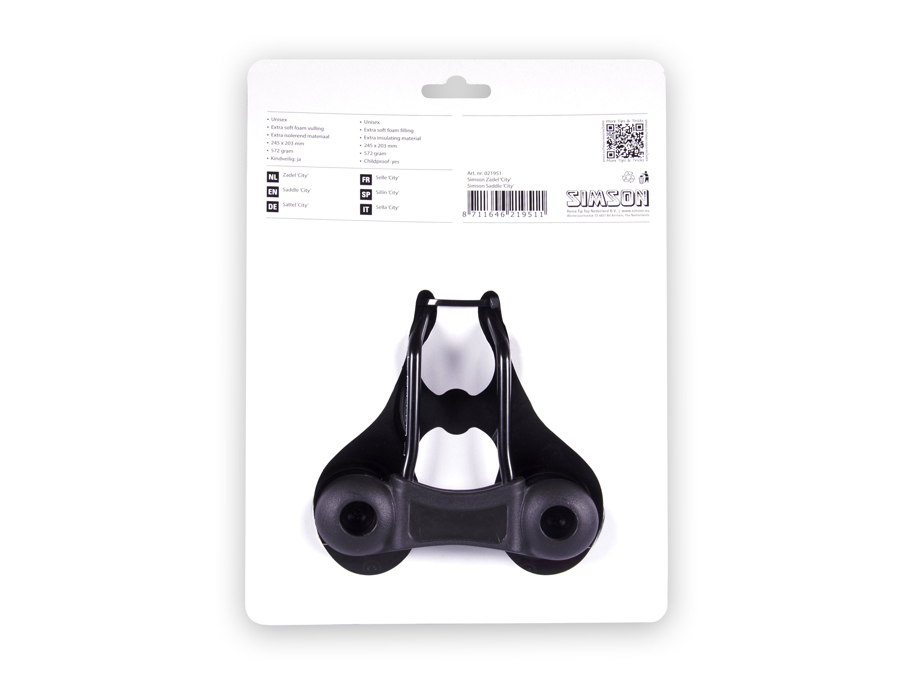 Fietszadel Simson City - zwart