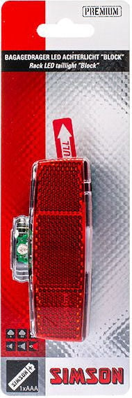 Batterij bagagedrager achterlicht Simson Block 1 LED - On/Off