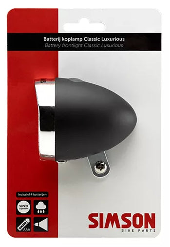 Simson batterij koplamp Classic Luxurious - zwart