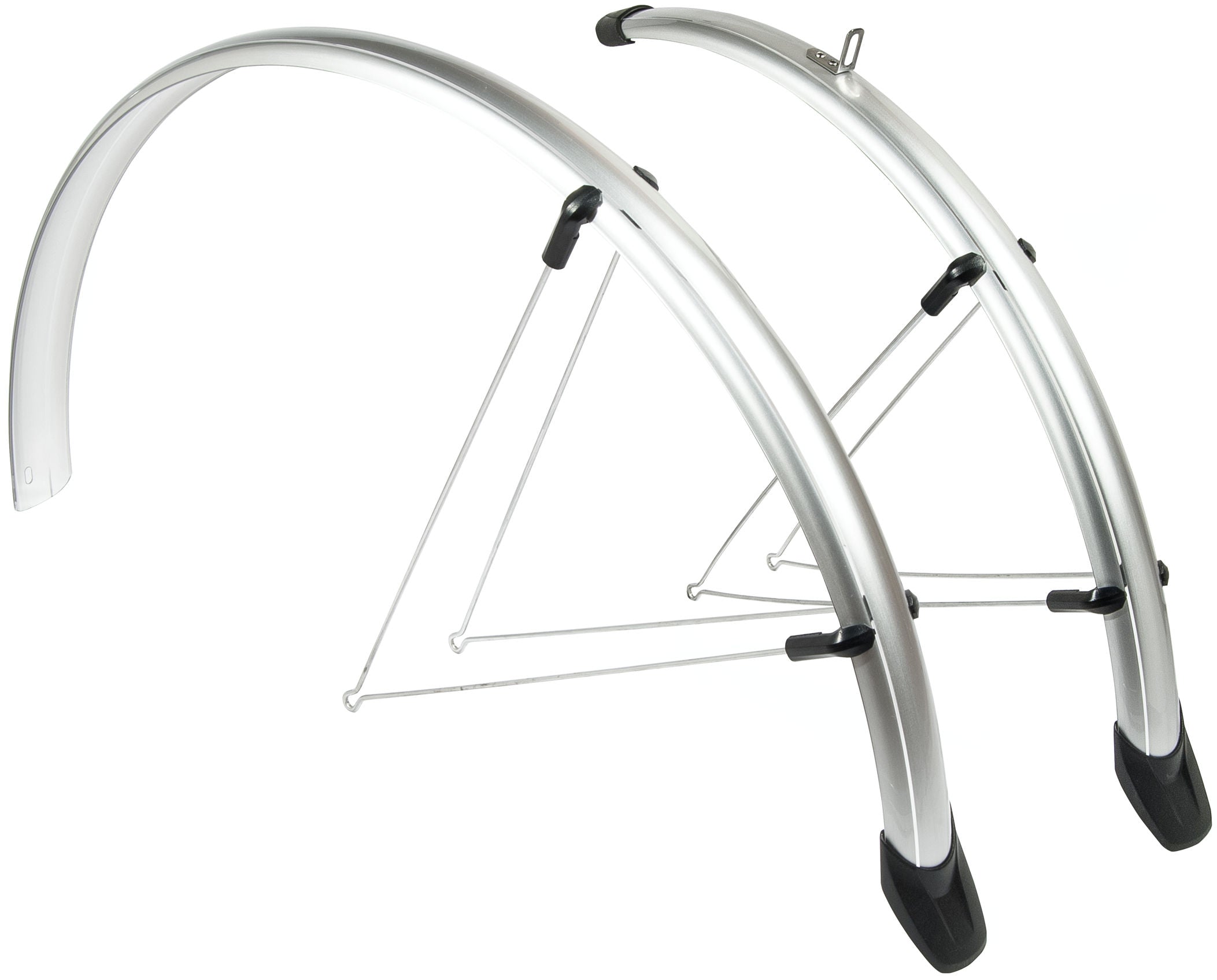 Zilveren Eurofender Rapido spatbordset voor en achter