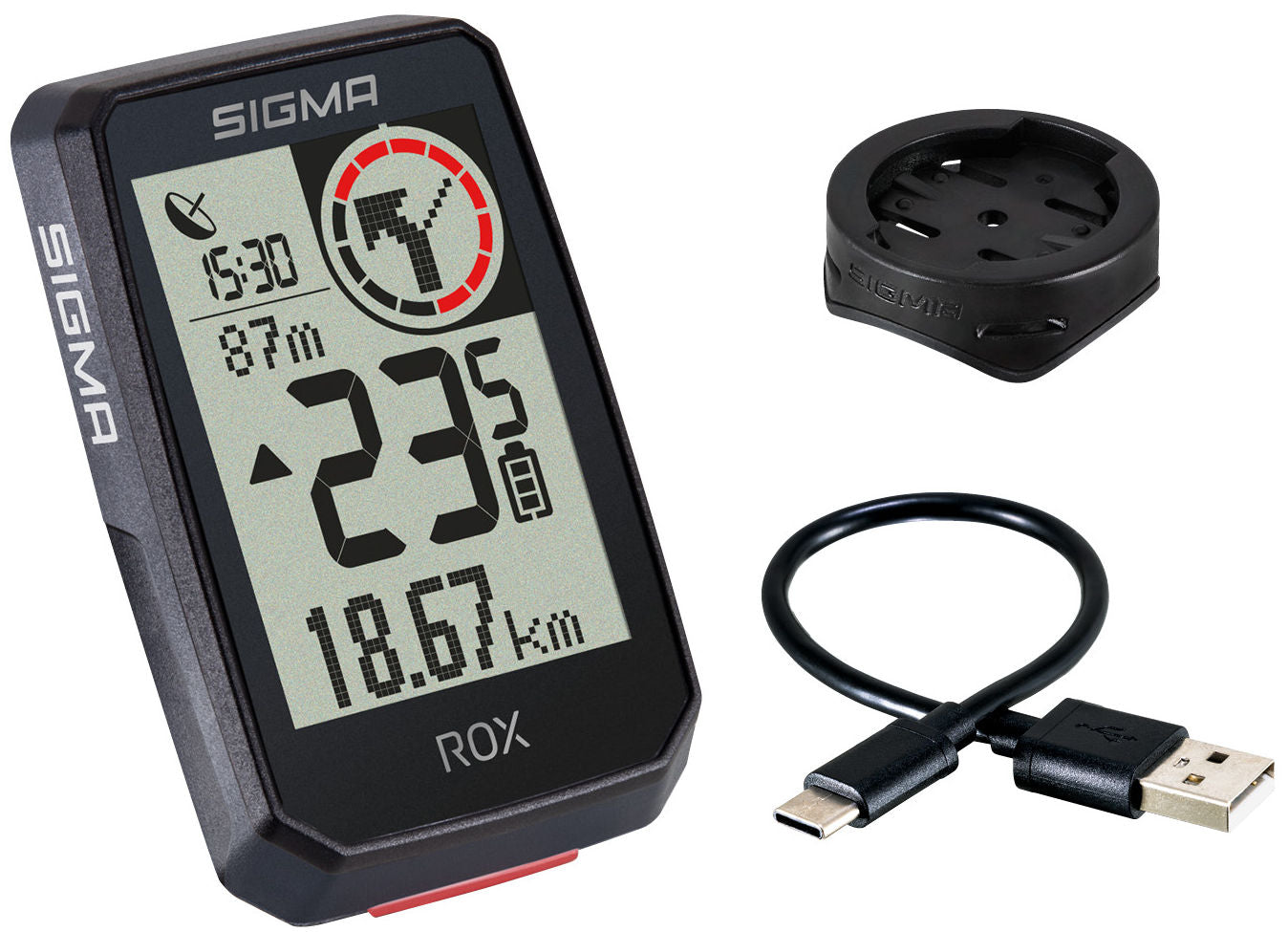 Fietscomputer GPS Sigma ROX 2.0 met standaard stuurhouder - zwart