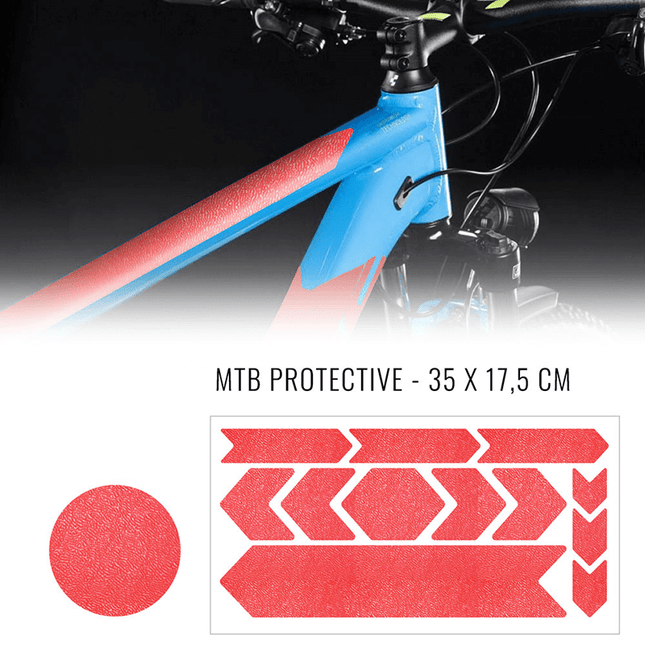 Fiets frame bescherming stickerset neon rood – productafbeelding 2