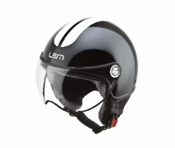 helm lem demi-jet coolmax glossy roger XS 53/54 zwart/wit=op=op