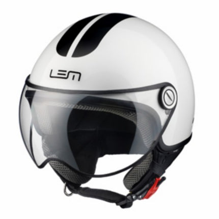 helmet lem demi-jet coolmax glossy roger XS 53/54 white/black=on=on