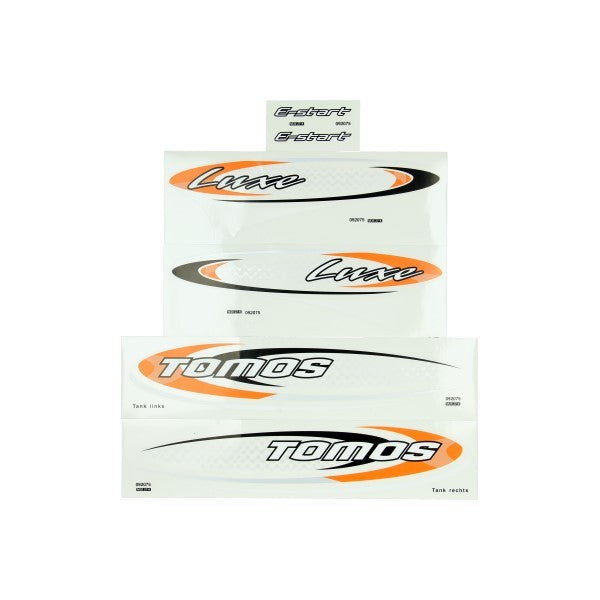 stickerset tomos oranje/zwart luxe e-start 080092