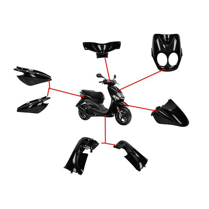 Sheet metal set, no UBS, black metallic, 7-piece, Neo VA2008