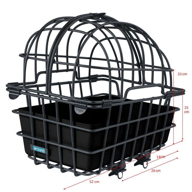 Dierenfietsmand Around Luna XL incl. Around fix system - mat zwart