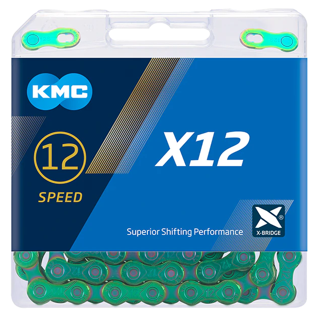 Ketting KMC X12 Waxed 126 schakels - aurora green